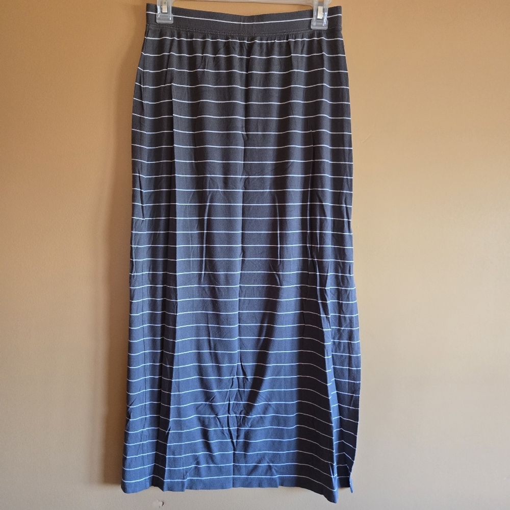 Club Monaco Gray Striped Maxi Skirt With Slit